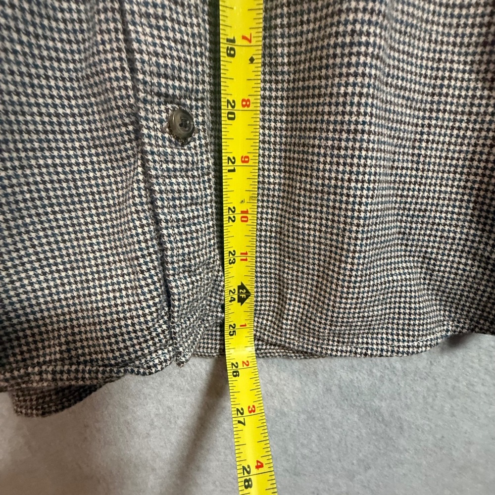 Mutual Weave Mens XL Houndstooth Cotton Button Down Shirt Blue Brown 0079 - Picture 3 of 8